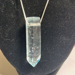 Aqua Aura Quartz SS Necklace